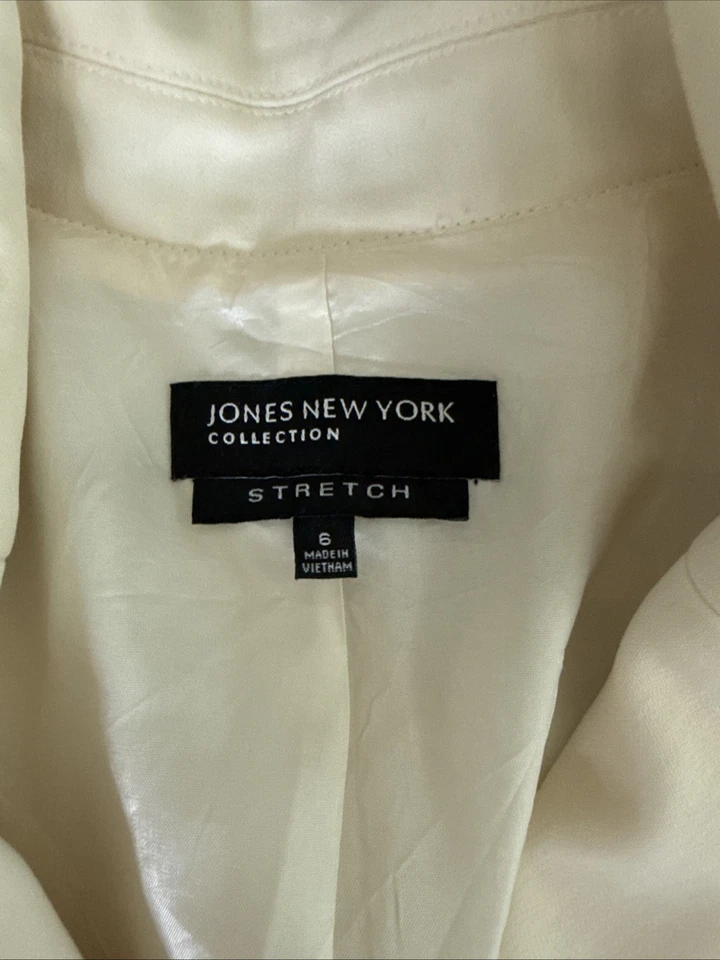 Blazer Jones New York Mujer Talla 6 Chaqueta Forrada Crema Foto 3 de 4
