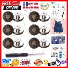 12 Pcs Button for Sewing Metal Jeans, 17 mm No-Sew Nailess Removable Metal Je...