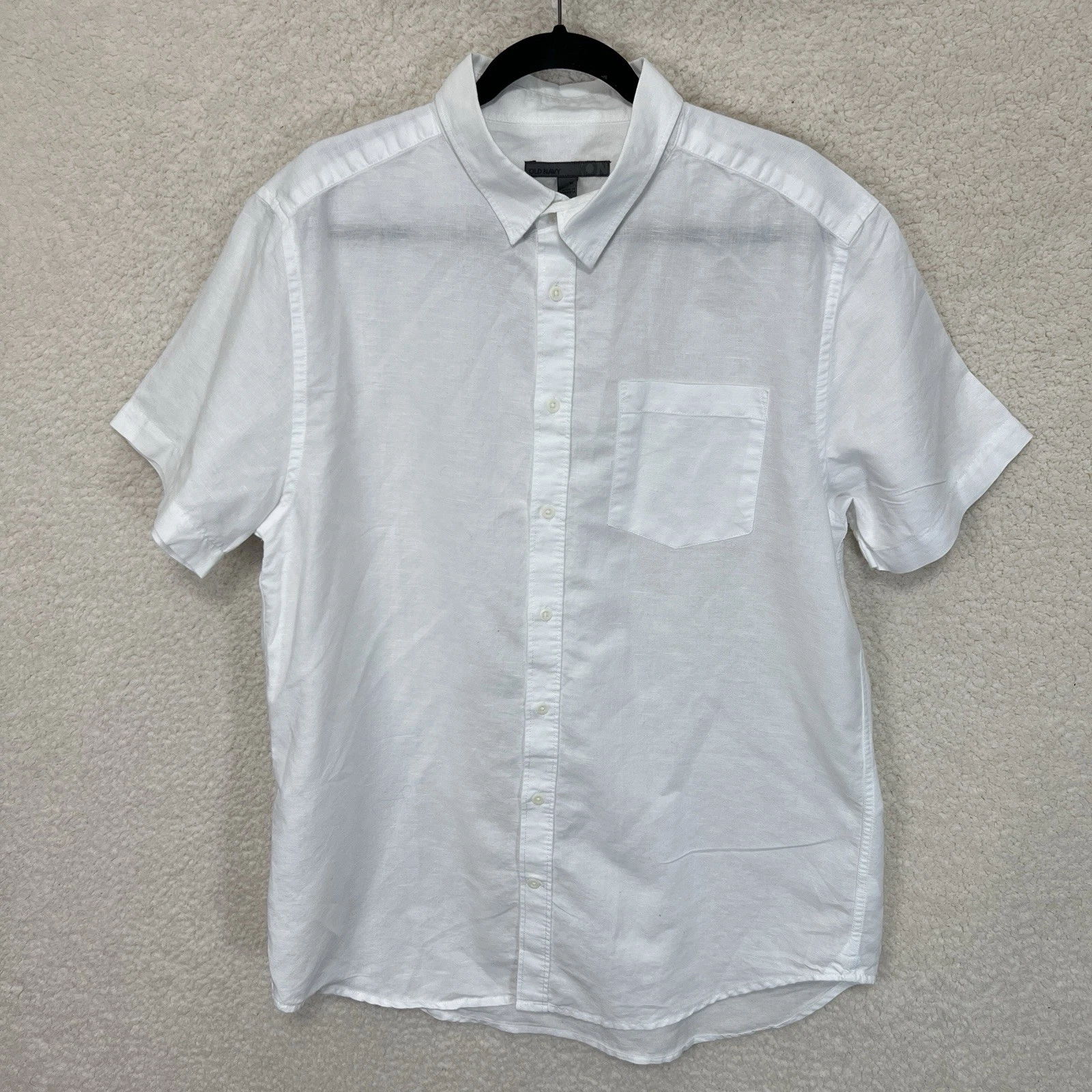 Old Navy Cotton Linen Shirt Men’s XL White Short Sleeve Resort Cruise Beach
