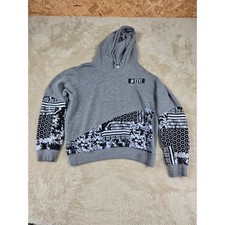 Carbon Kids Grey Geometric Patch Graphic Hoodie Sweatshirt XL