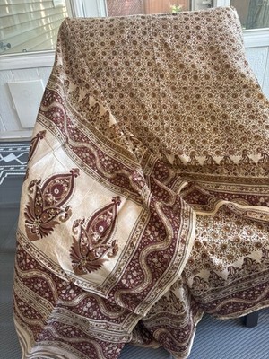 Beautiful printed silk saree with fall and pico.one tiny spot on fall.