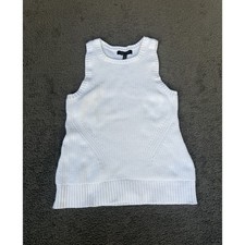 Banana Republic White Organic Cotton Shaker Knit Sleeveless Sweater Tank Top S