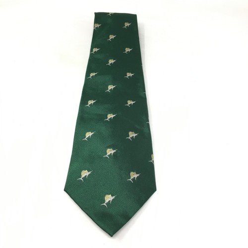 Polo Ralph Lauren Wide Tie Green Sailfish Silk Handmade USA Necktie Fishing - Picture 4 of 7