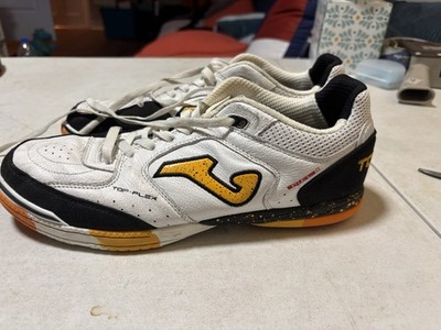 Size 10 Joma Men Top Flex 2302 Indoor Soccer Shoes White Black Lace Up