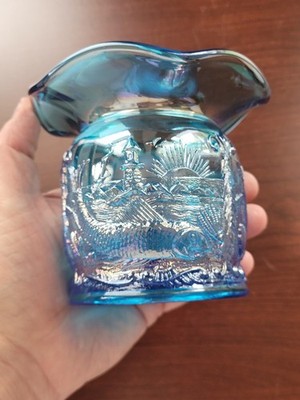 1985 Celeste Blue ACGA Elkheart IN Convention Carnival Glass Seacoast Spittoon