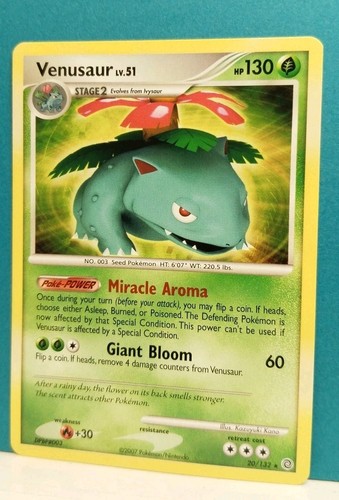 Venusaur 20/132 Regular Rare Secret Wonders Diamond & Pearl Pokémon Card 2007 - Picture 3 of 4