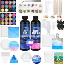 Epoxy Resin Kit for Beginners, Resin Kit with Molds, 18OZ Epoxy Kit with Dried F