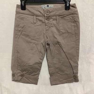 Jolt Bermuda Shorts Juniors Sz 1 Double Button Rolled Cuff Low Rise Stretch