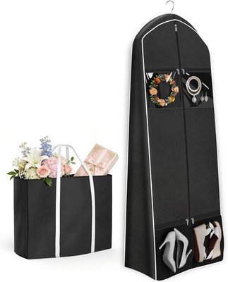 Portable 70'' Wedding Dress Garment Bag Travel with Bride Tote Bag 8'' Gusseted