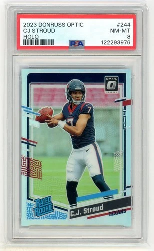 2023 Donruss Optic #244 CJ Stroud RC Rookie Holo PSA 8 NM-MT (EN)