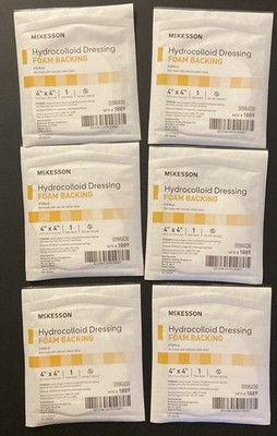 McKesson Hydrocolloid Dressing 4 x 4'' Square Foam Backing 1889   6 dressings NEW