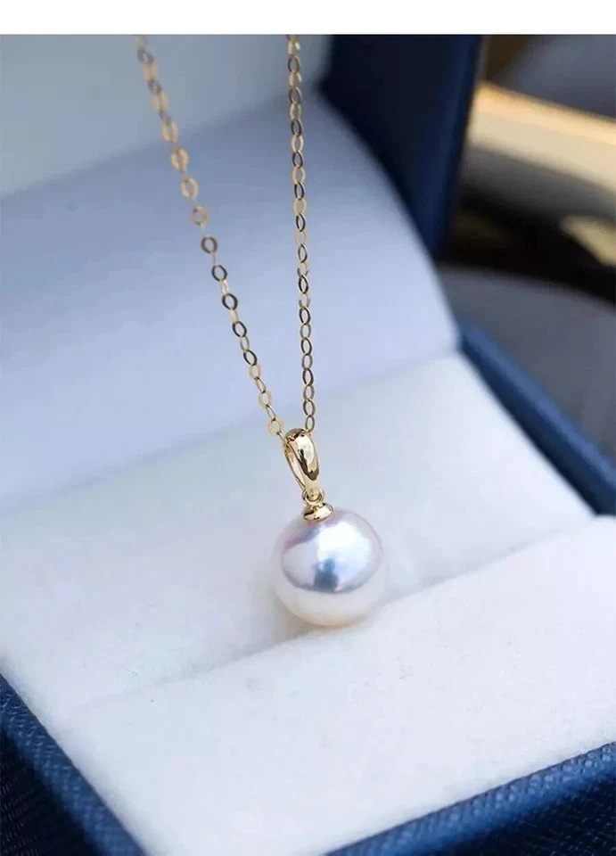 Diseñador ENORME AAAA Collar Colgante Perla Redonda Blanca Mar del Sur 10-11 mm Oro 18K Foto 4 de 4