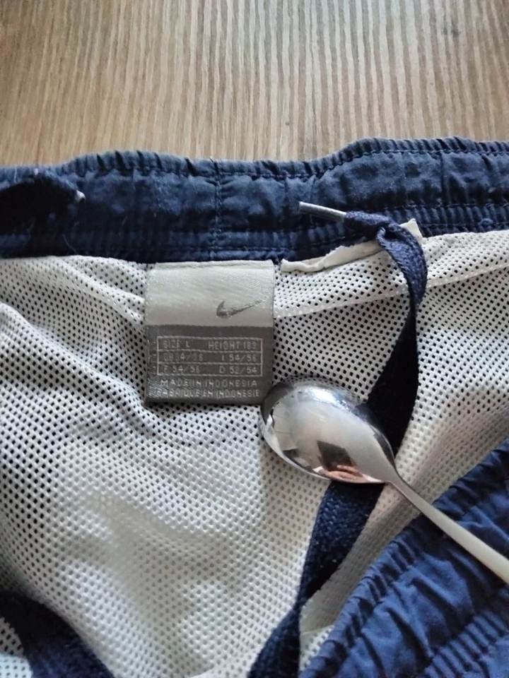 Nike Short de bain homme rayé bleu/beige taille L élastique regular - Photo 3/4