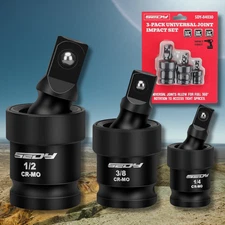 HORUSDY Premium Impact Universal Joint Socket Swivel set 3Pc Ball 1/2" 3/8" 1/2"