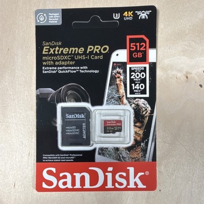 SanDisk Extreme PRO 512GB UHS-I U3 microSDXC Memory Card with SD Adapter