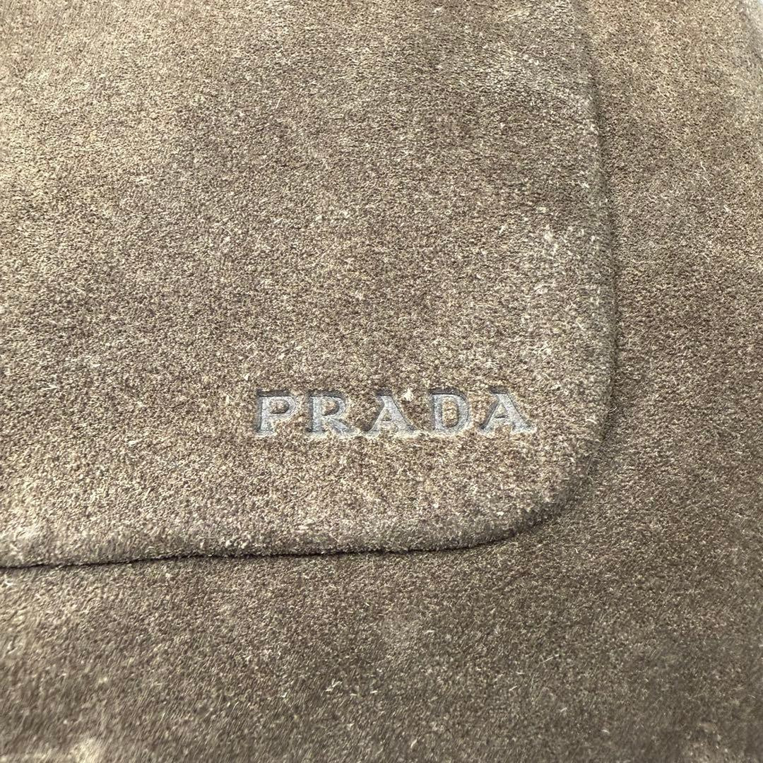 PRADA Shoulder Bag Khaki Brown Suede Women Y2K vintage Handbag Logo embossed JPN thumbnail 19