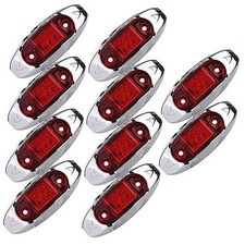 10x Oval Red LED Trailer Marker Light w/Chrome Bezel Side 10 pcs Red Light
