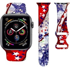 Correa para Apple Watch 42MM 44MM 45MM 49MM Patriótica Bandera de EE. UU. Correa de Silicona Julio