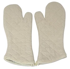 Cotton Quilted Terry Oven Mitts 17 Inches Set of 2