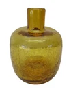 6424 ~ Vtg Blenko Bud Vase Candle Holder Amber Crackle Glass Bottle Mid Century