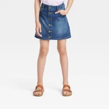 WWM) Girls' Soft Wash Button-Front Jeans Skirt - Cat & Jack™ XS 4/5