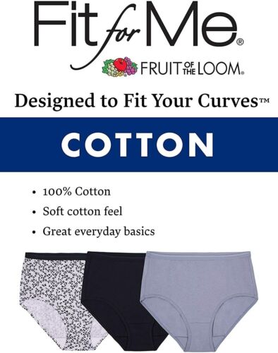 FIT for ME FRUIT of THE LOOM COTTON BRIEFS PANTIES (6 in Pack) NWT WHITE FTL 12 - Picture 4 of 4
