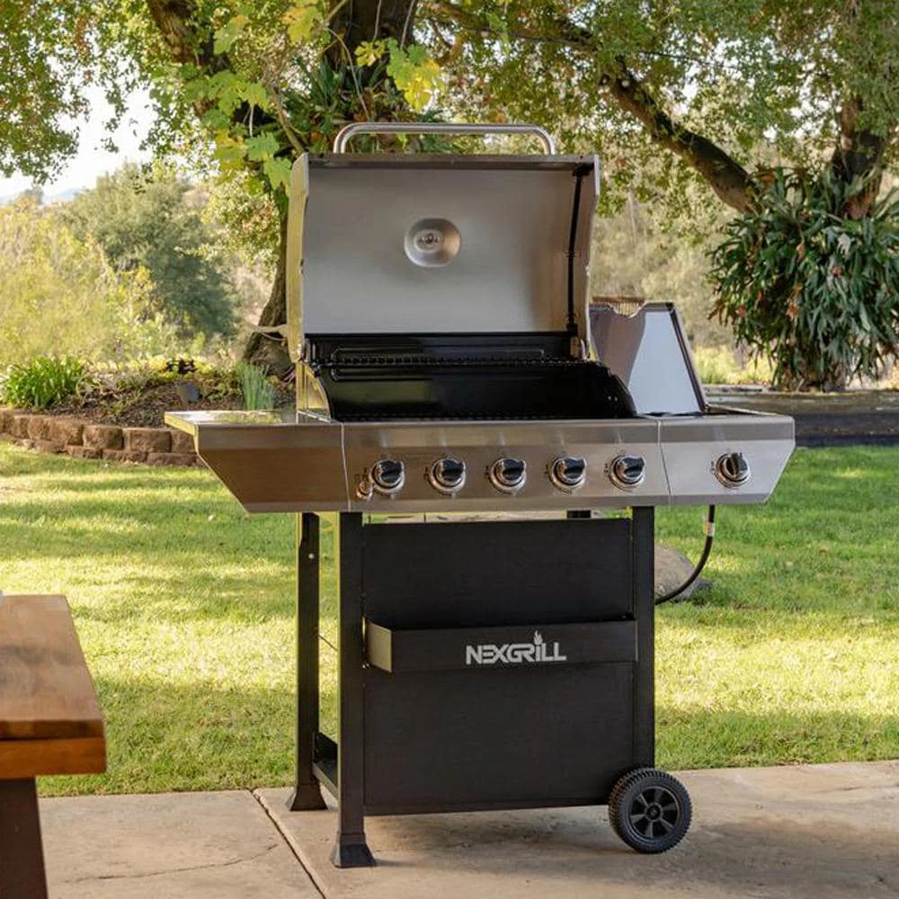 5 Burner Propane Gas Grill Stainless Steel With Side Burner and
