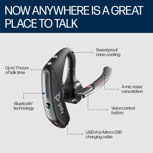 Plantronics - Voyager 5200 (Poly) - Bluetooth Over-The-Ear (Monaural) Headset -  - Picture 9 of 12