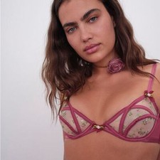 For Love And Lemons Camila Underwire Bra Mauve XL NEW