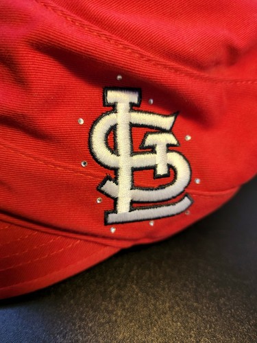 Womens 47 Twins St Louis Cardinals Red Army Style Jeweled Strapback Hat - Picture 3 of 6