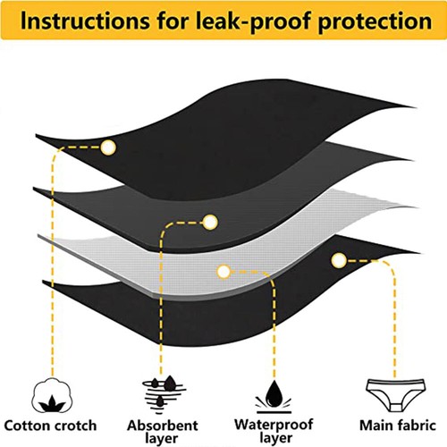 Paquete de 6 bragas menstruales de algodón a prueba de fugas para adolescentes niñas EE. UU. - Imagen 5 de 12