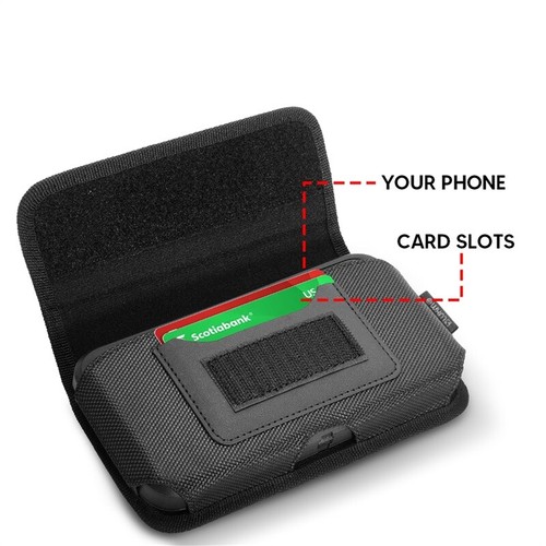For Apple iPhone 14 Horizontal Leather Wallet Belt Clip Holder Case Black Cover - Picture 3 of 7