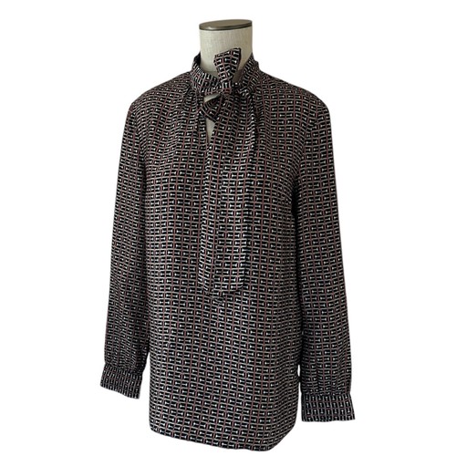 J. McLaughlin Womens Silk Horse Bit Print Blouse Size M Secretary Bow Shirt Work - Picture 10 of 10