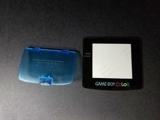 Clear Blue Battery Cover W/Logo  Glass Screen Lens for Game Boy Color G68