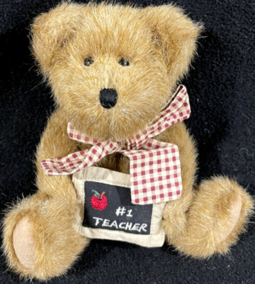 Boyds Bear #1 Teacher 903045V Stuffed Animal 8'' Miss Bea Wise Striped Ribbon Red
