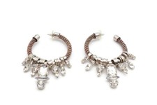 Crystal Hoop Earrings Silver Tone