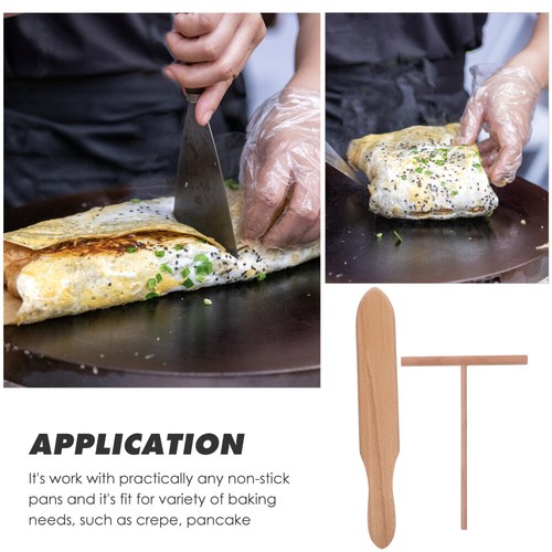 Wooden Rake Bamboo Dragonfly Crepe Spreader and Spatula Pancake Making Tool Kit - Picture 7 of 12