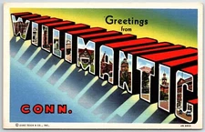 Willimantic, CONNECTICUT CT Postcard LARGE LETTER Greetings unused