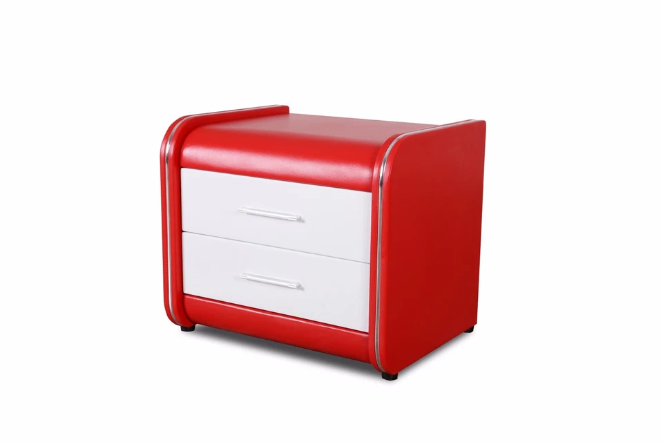 Contemporary and Modern Nightstand with 2 Spacious Drawers and Silver Handles - Image 3 of 4