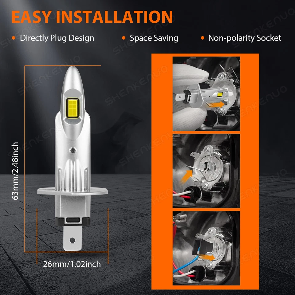For Honda CR-V 2005-2006 30000LM H1 LED Headlight High/Low Beam Globes Bulbs 2x - image 3 of 4