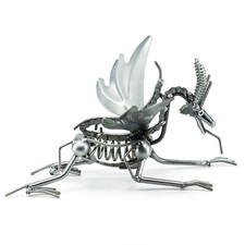 Recycled Metal Art Chain Dragon With Wings Figurine 10.25" Long Handcrafted New!