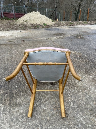 Chaise doré tapissée de chambre ou de salon , ancienne - Foto 12 di 13