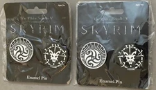 LOT (2) Elder Scrolls V Skyrim Enamel Pin Set Loot Crate Exclusive Bethesda NIP