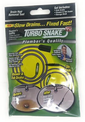 Turbo Cleaner Sink Snake Dredger Unclog Drain Hair Shower &Tub Removal Tool+Hook