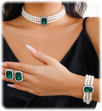 Elegant Pearl Jewelry Set: Earrings, Necklace, Bracelet for Brides  Bridesmaids