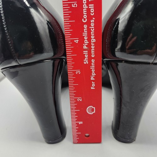 Life Stride Catie Heel Pumps Women 11M Black Patent Vegan Leather Black Peep Toe - Picture 5 of 11