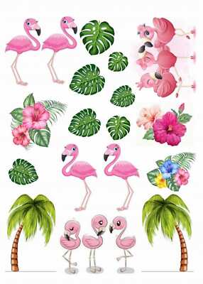 Flamingo Essbar Party Tortenaufleger Torte  Geburstag Zuckermasse Flaming