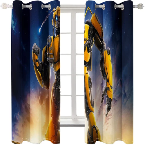 Curtains Eyelet Blackout Opaque Bedroom/Living Room/Door Transformers Bumblebee - Picture 4 of 23
