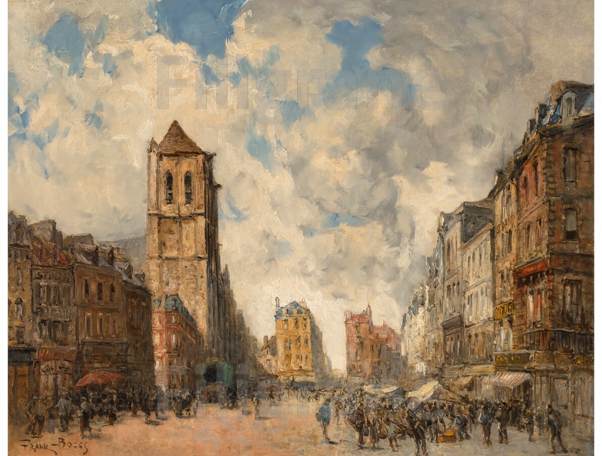Tableau Pont-Audemer Marché décoration murale vintage 50x70 cm pour salle à manger