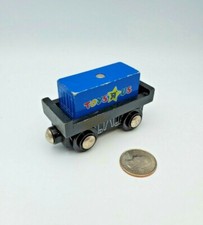 Toys R' Us Blue Cargo Car Wooden Train - works w Thomas  Friends Railway, BRIO